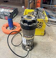 Front view of Hayward chlorine feeder with label visible