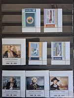 All eight Nevis corner stamps displayed in stock sheet