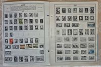 Two album pages showing rows of mounted Greek stamps, about 40 stamps visible