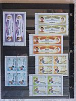 All six booklet panes displayed on stock sheet