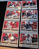 Eight McDonald’s 2003 Salt Lake Gold checklist hockey cards laid out showing fronts