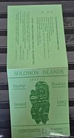 Front cover of green Solomon Islands official stamp booklet