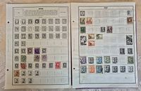 Two album pages with Spanish stamps in rows