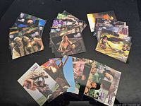 Stacks and spread of Xena Warrior Princess trading cards