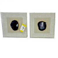 Two square lucite frames with agate slices front view