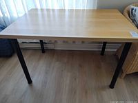 Full view of table front and top surface