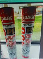 Two LePage PL 400 adhesive tubes front view