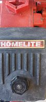 Close-up of Homelite badge and cover