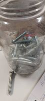 Jar containing numerous large lag screws