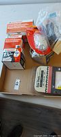 Tray with all boxed and bagged items visible