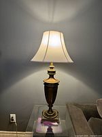 Lamp lit showing overall appearance with shade