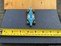 Top view of Hot Wheels Croc Rod showing full body detail next to ruler