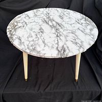 top view of round table with contact paper covering