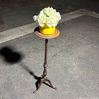 Full view of plant stand with decorative pot for scale