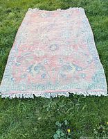 Full view of rug showing overall pattern and fringe