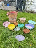 Group shot of all wicker baskets on grass