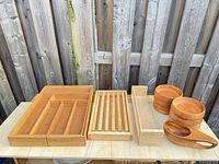 full lot showing organizer, rack, holder, bowls and scoop