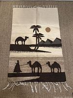 Full view of rug showing entire pictorial design and fringe
