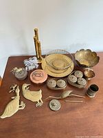 Full lot overview on table showing all mixed metal items