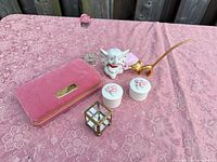 All seven items grouped on table for overall view