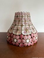 Front view of capiz shell floral lampshade