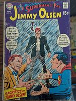 Front cover of Superman's Pal Jimmy Olsen #123 showing title, artwork, price and wear