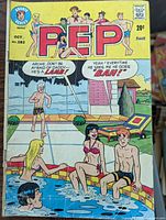 Front cover of Archie Series Pep Comic No. 282 showing characters by pool, 20¢ price, October 1973