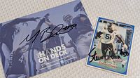 Autographed Steve Glenn trading card and Argonauts flyer shown together