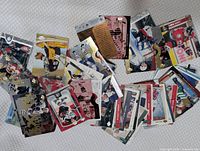 Pile of assorted Upper Deck hockey cards showing variety of designs and players