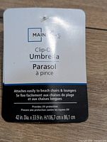 Retail tag showing Mainstays branding and specifications