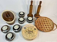 Group shot showing all ceramic and wooden items