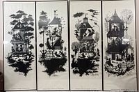 All four framed prints side by side showing full artworks