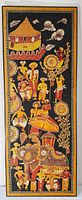 Full view of framed batik textile wall art