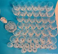 overhead view of full set showing decanter and all stemware