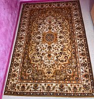 Full view of rug showing overall pattern and colors