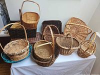 Group shot of all baskets arranged on table