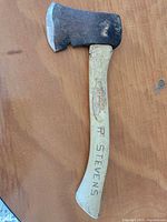 Full view of hatchet showing blade and handle