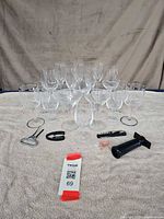 Front view of all stemware and small accessories
