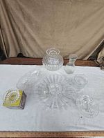 Group shot of all cut glass pieces on table