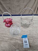 Overview of three glass baskets