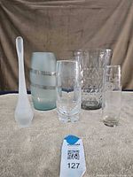 Group shot of all five glass vessels