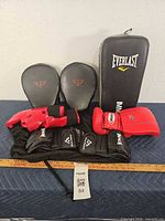 Full set showing kick pad, gloves, mitts and bag