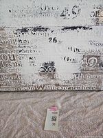 Close view of abstract typography canvas texture