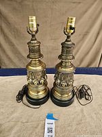 Both brass lamp bases front view