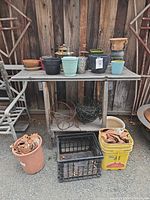 full view of bench with items on and below
