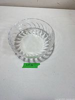Top view of clear crystal bowl with spiral cuts