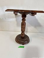 Full view of pedestal side table upright