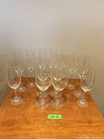 Front view of all 12 glasses on table