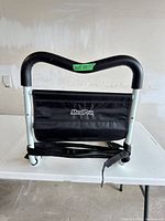 Front view of MedPro bed rail showing pocket and attached straps
