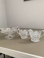 Group shot showing all three matching Imperial pressed glass pieces